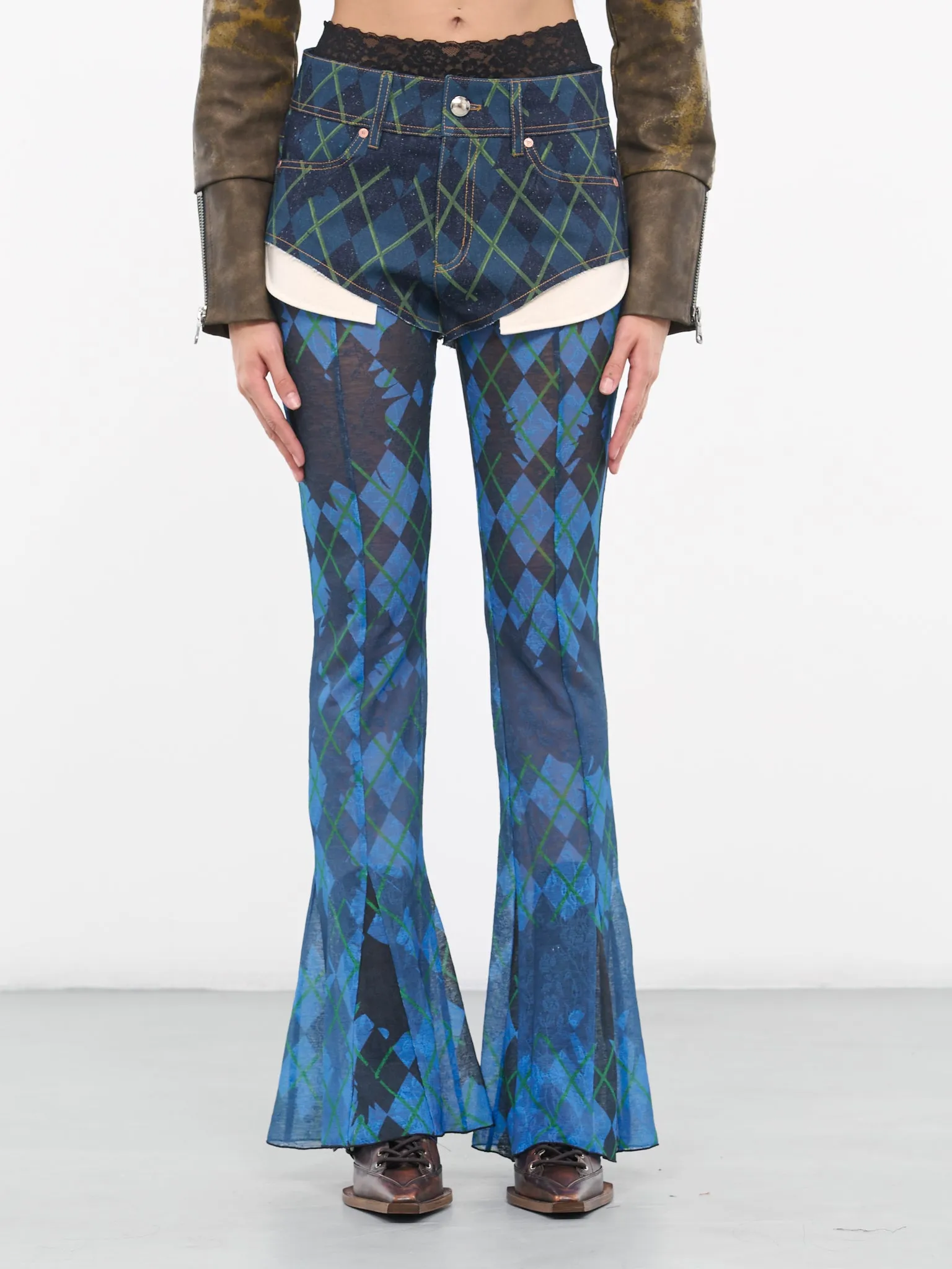 Plaid Shorts Trousers (APA670W-BLUE) sold by lorenzo