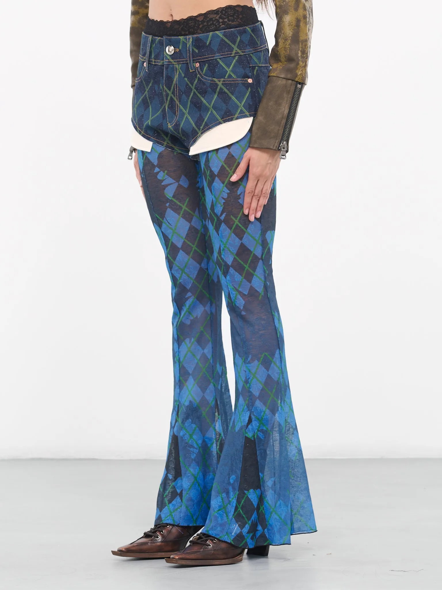 Plaid Shorts Trousers (APA670W-BLUE) sold by lorenzo product image thumbnail 2