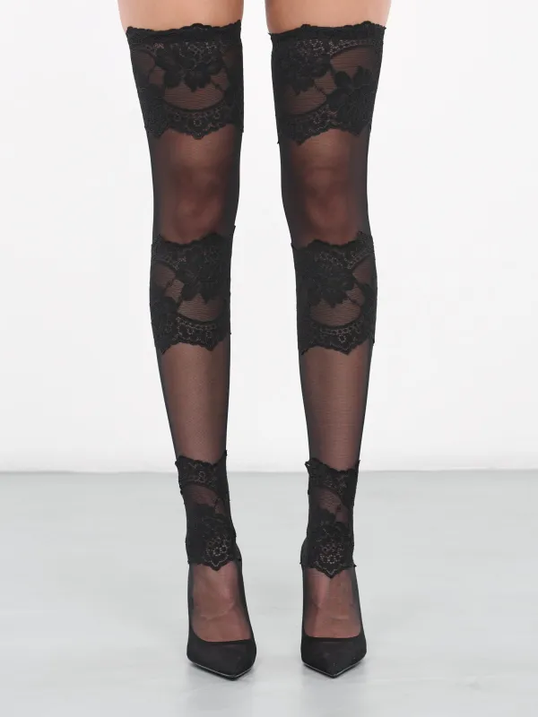 Lace Stocking Boots (CU1033-AN465-8B956-BLACK) made by Dolce & Gabanna