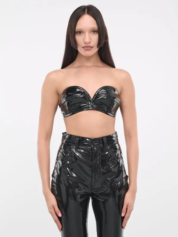 Patent Leather Bandeau Top (F7509T-FUSOP-N0000-BLACK) sold by lorenzo