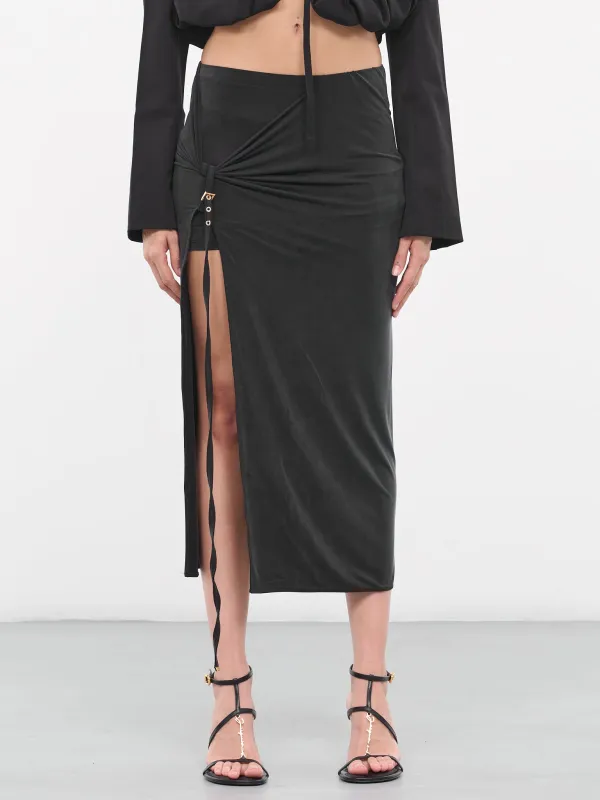 La jupe pareo Croissant (233SK044-2307-BLACK) made by Jacquemus