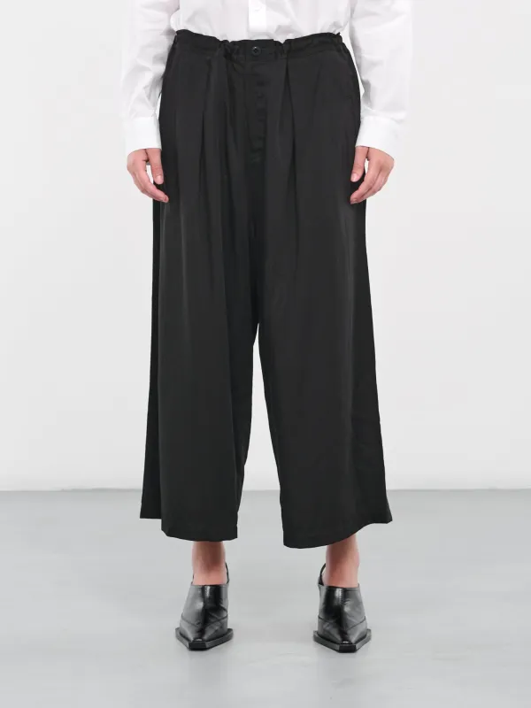 Wide Crop Trousers (YJ-P13-200-BLACK) sold by lorenzo