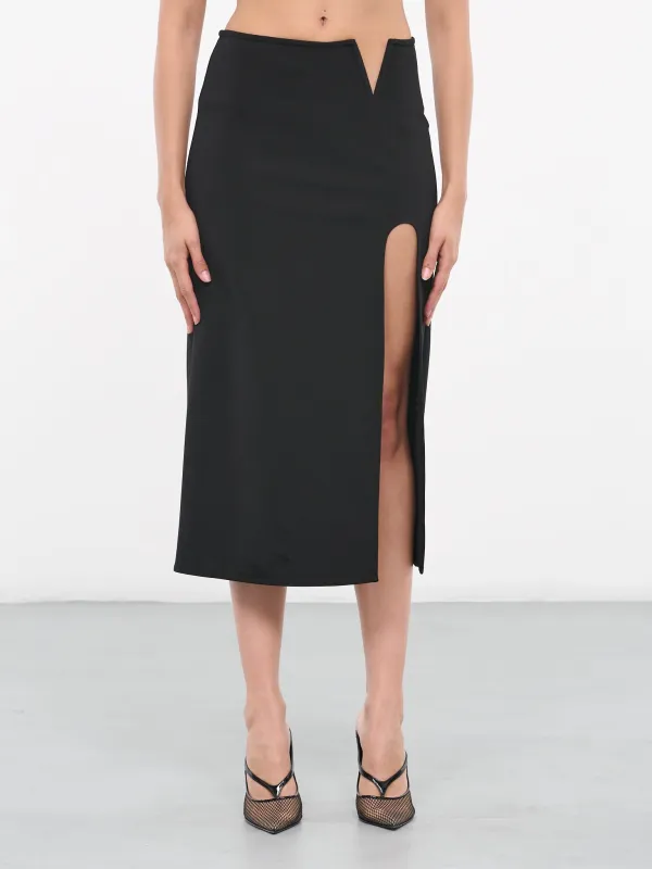 Cut-Out Knit Skirt (35021A-VXE025-001-BLACK) sold by lorenzo