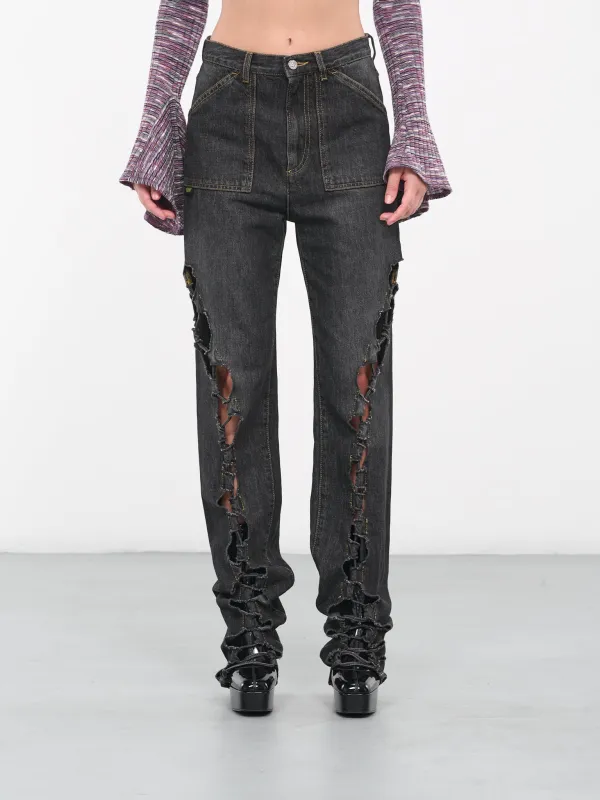 Drawstring Jeans (CS011-BLACK-STONE-WASH) sold by lorenzo