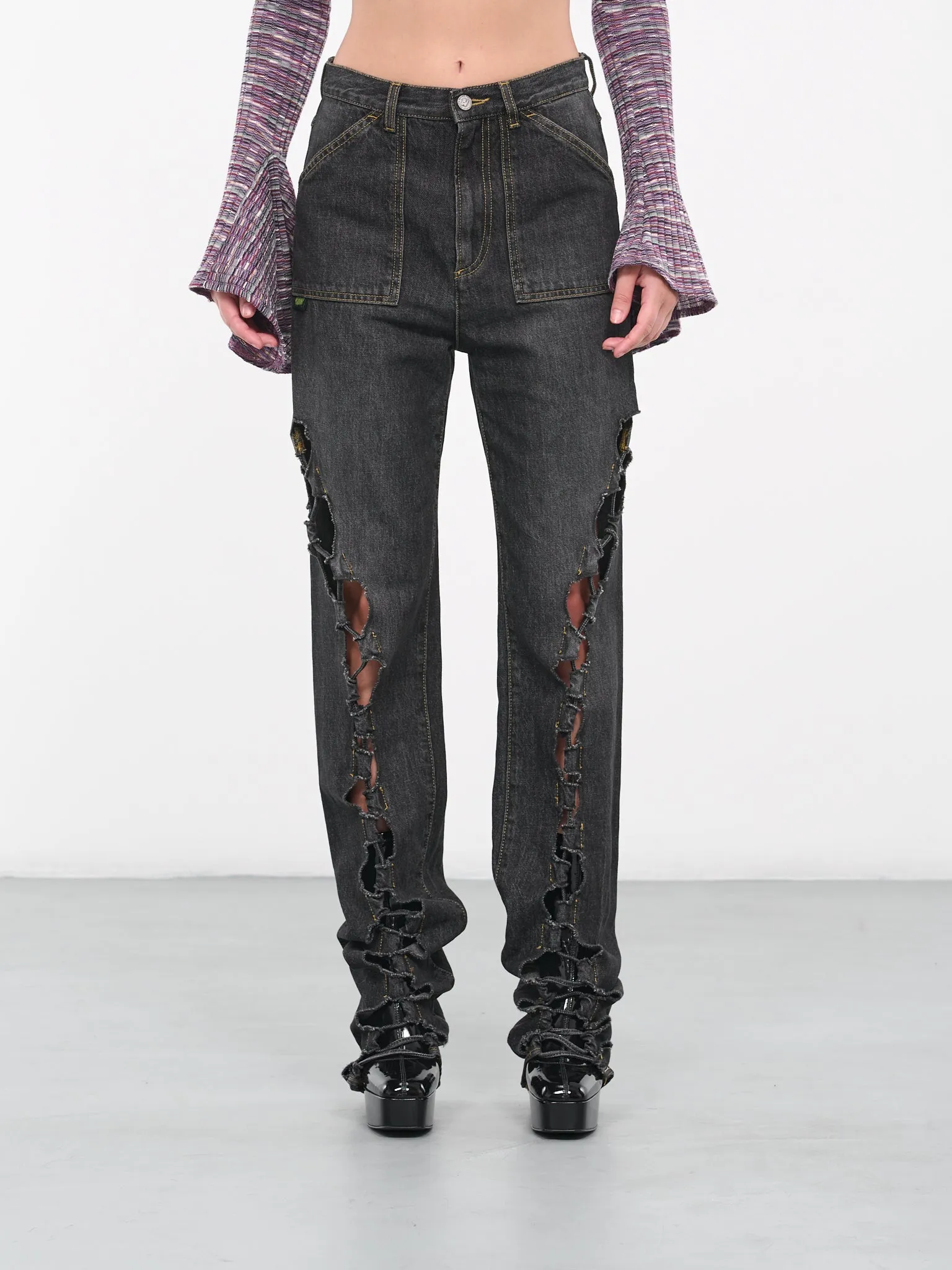 Drawstring Jeans (CS011-BLACK-STONE-WASH) sold by lorenzo