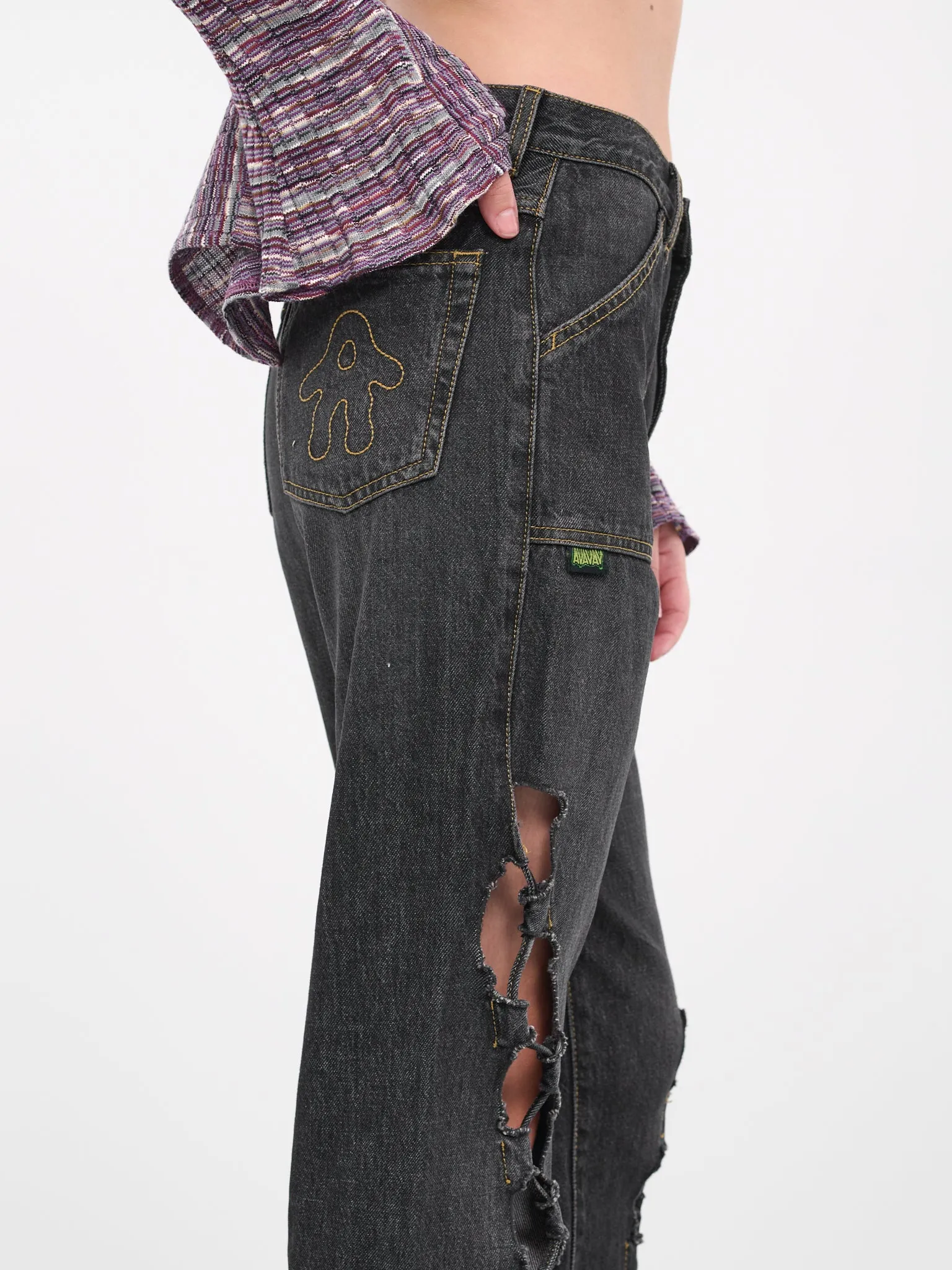 Drawstring Jeans (CS011-BLACK-STONE-WASH) sold by lorenzo product image thumbnail 5