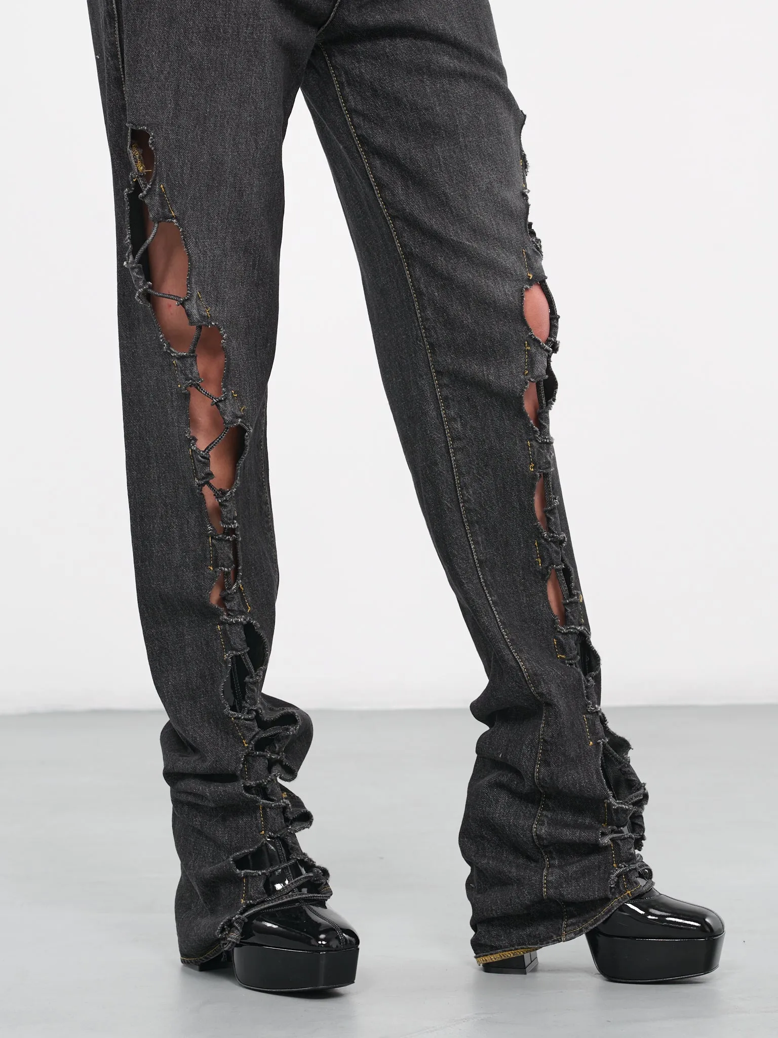 Drawstring Jeans (CS011-BLACK-STONE-WASH) sold by lorenzo product image thumbnail 4