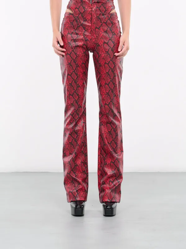 Faux-Leather Trousers (P01-610-BLOOD-RED) sold by lorenzo