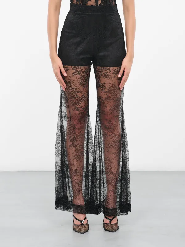 Lace Big Flare Pants (ACPA003PA0474-U900-BLACK) sold by lorenzo