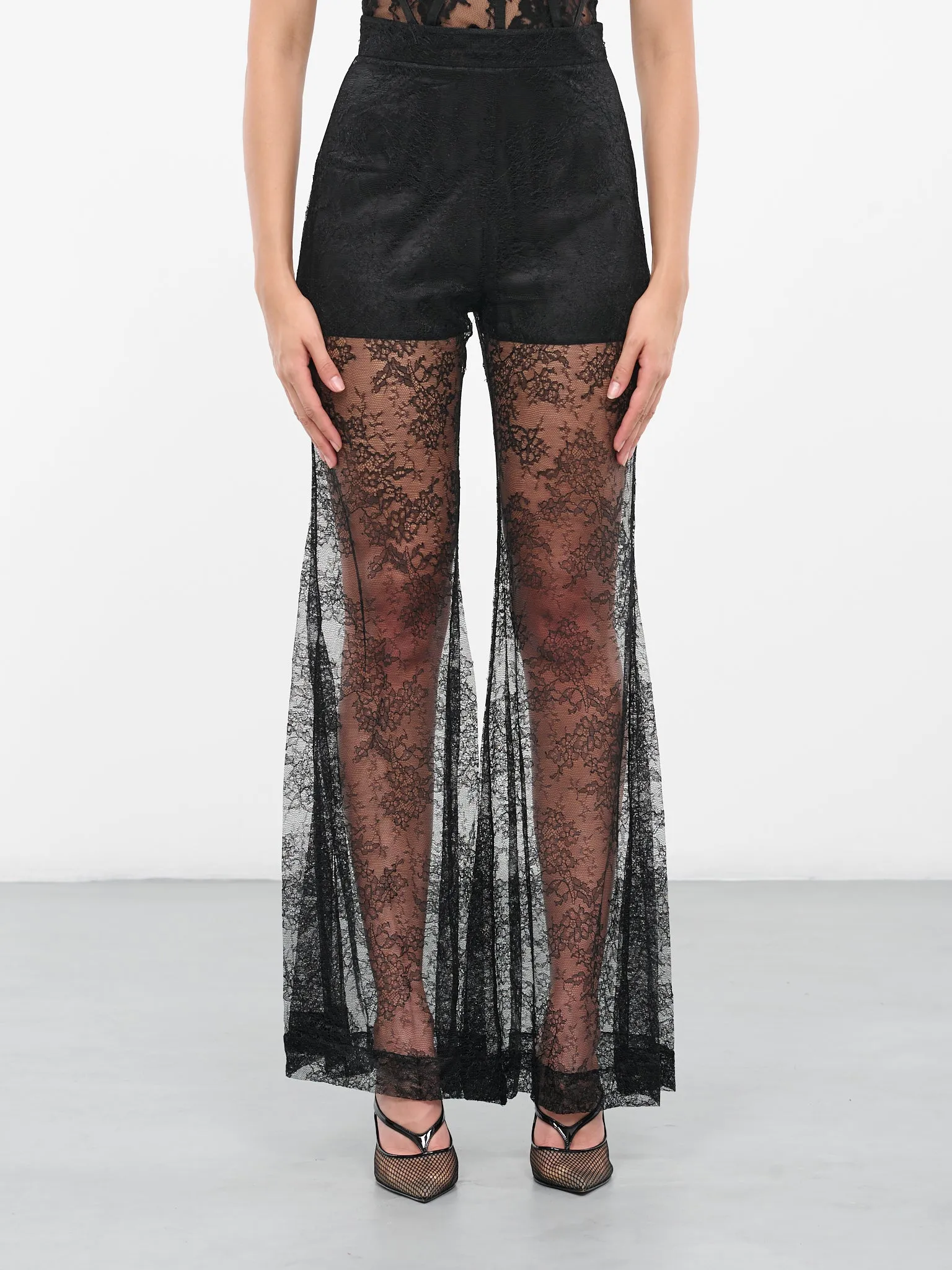 Lace Big Flare Pants (ACPA003PA0474-U900-BLACK) sold by lorenzo