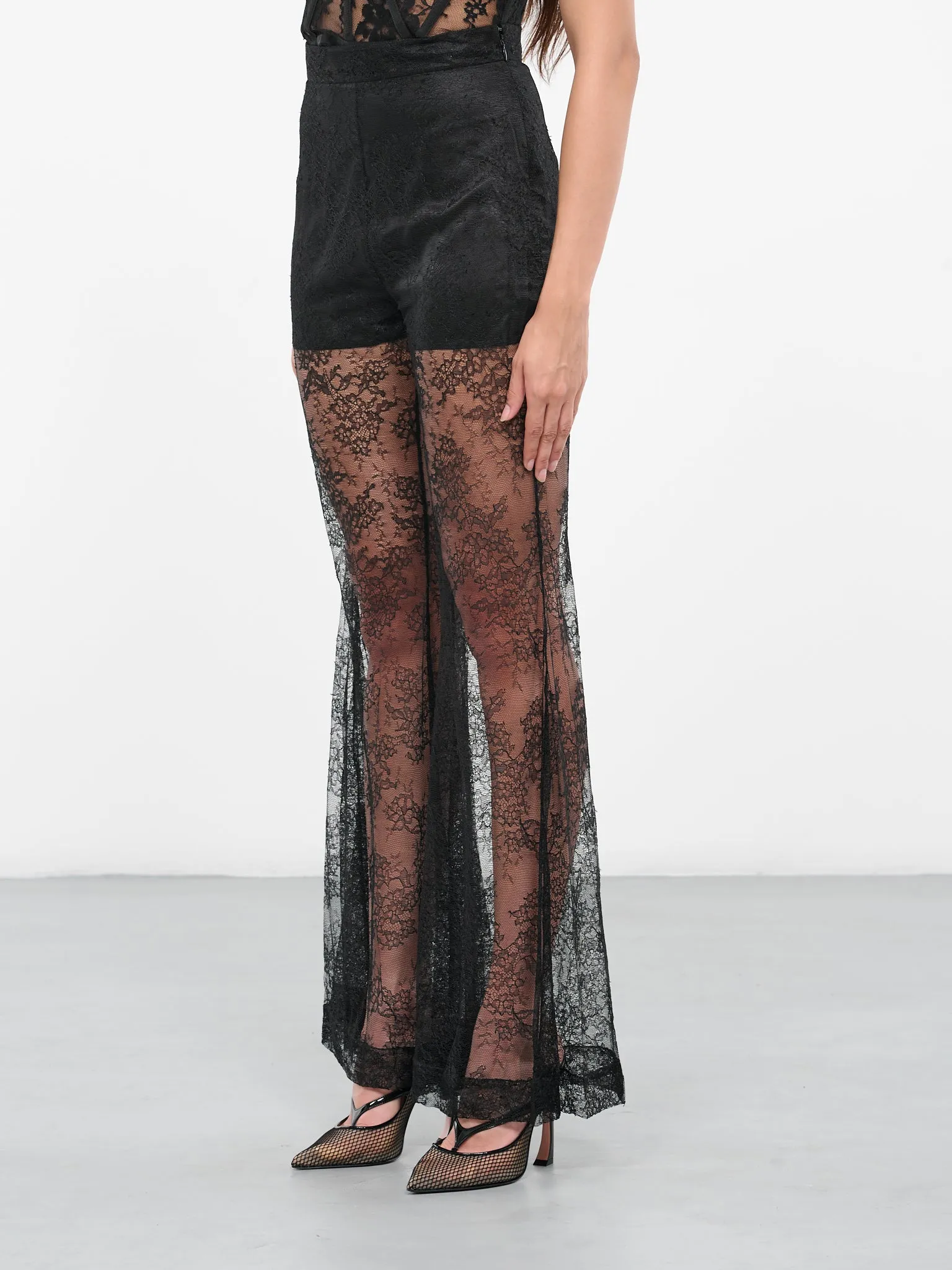 Lace Big Flare Pants (ACPA003PA0474-U900-BLACK) sold by lorenzo product image thumbnail 2