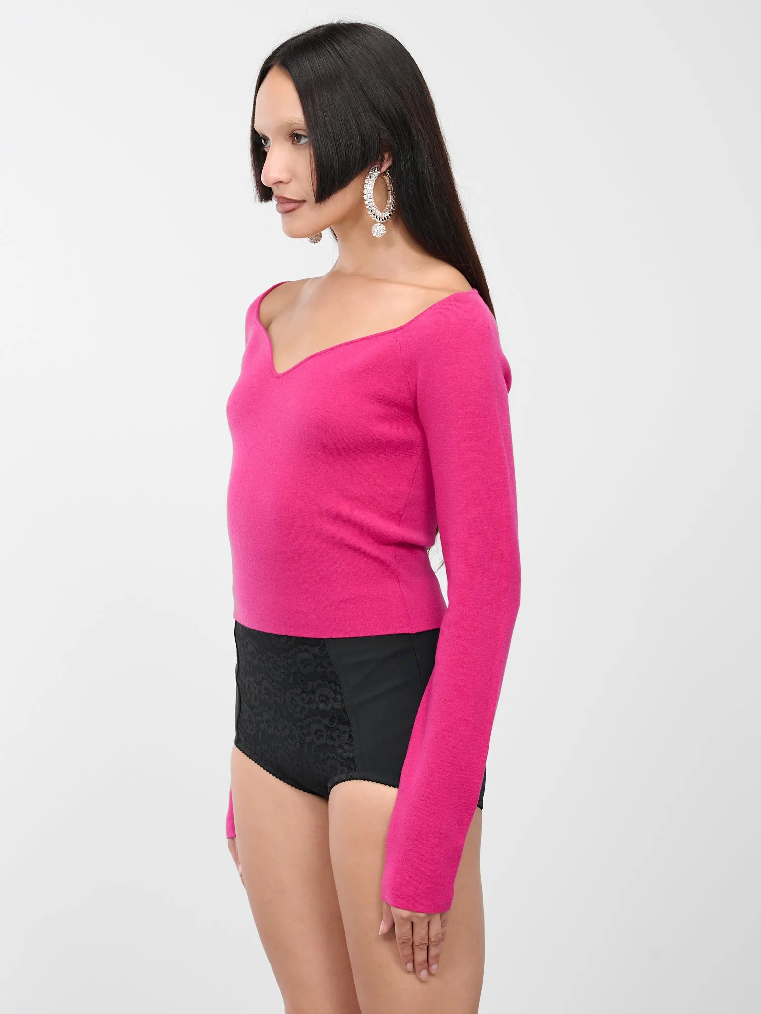 Sweetheart Knit Top (AMPU002ML0528-U2743-FUXIA) sold by lorenzo product image thumbnail 2