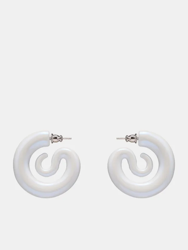 S Serpent Earrings (EA033-P-PEARL) sold by lorenzo