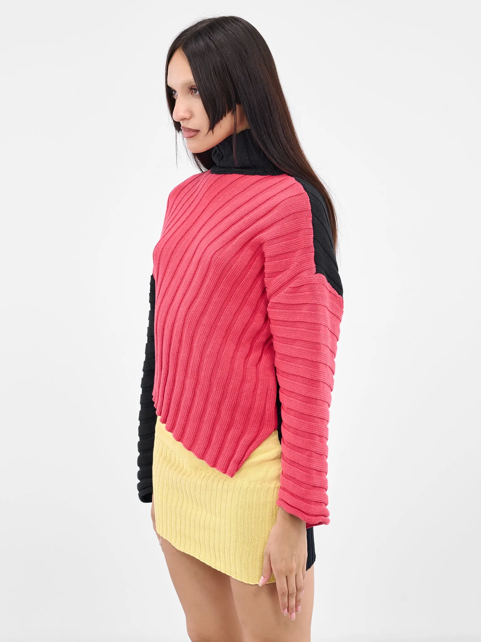 Asymmetric Rib Knit Jumper (RIBBED-JUMPER-BLUSH-INDIGO) sold by lorenzo product image thumbnail 2