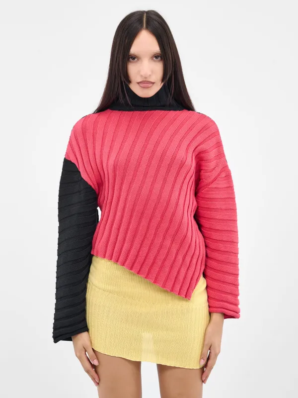 Asymmetric Rib Knit Jumper (RIBBED-JUMPER-BLUSH-INDIGO) sold by lorenzo