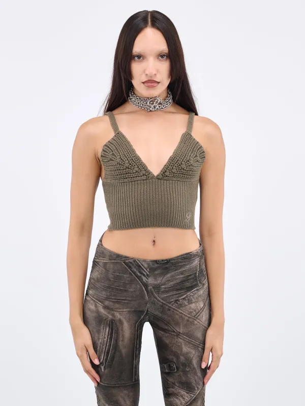 Rib Wool Top (2-2M376A-N0520-DARK-OLIVE) made by Blumarine