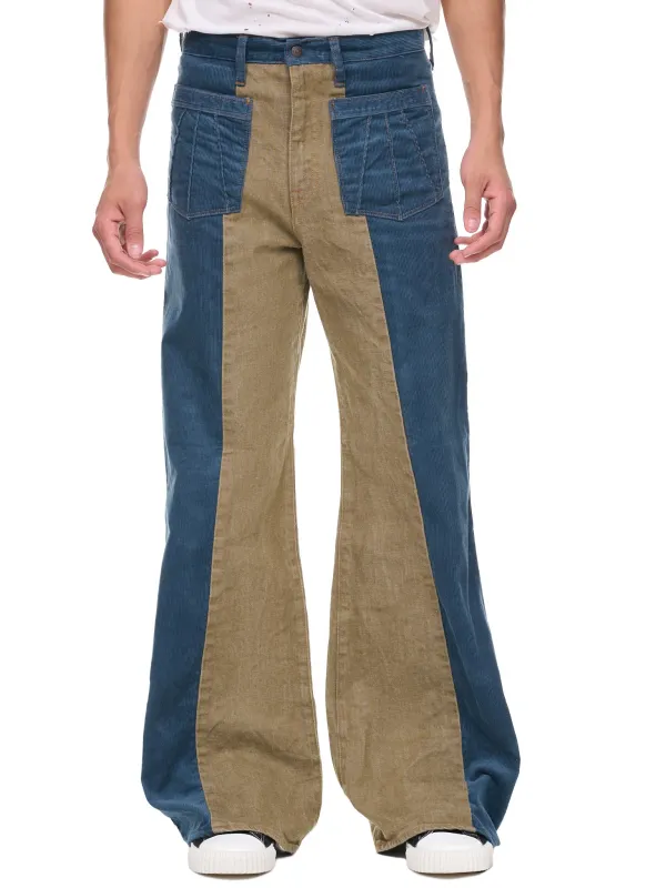 2Tone Gypsy Flare Pants (K2209LP020-BKA-BLUE-KHAKI) sold by lorenzo