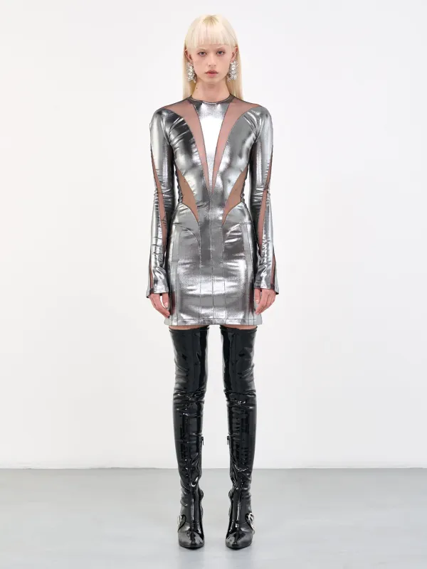 Illusion Dress (S1R01386856-R01386-CHROME-SILV) made by Mugler