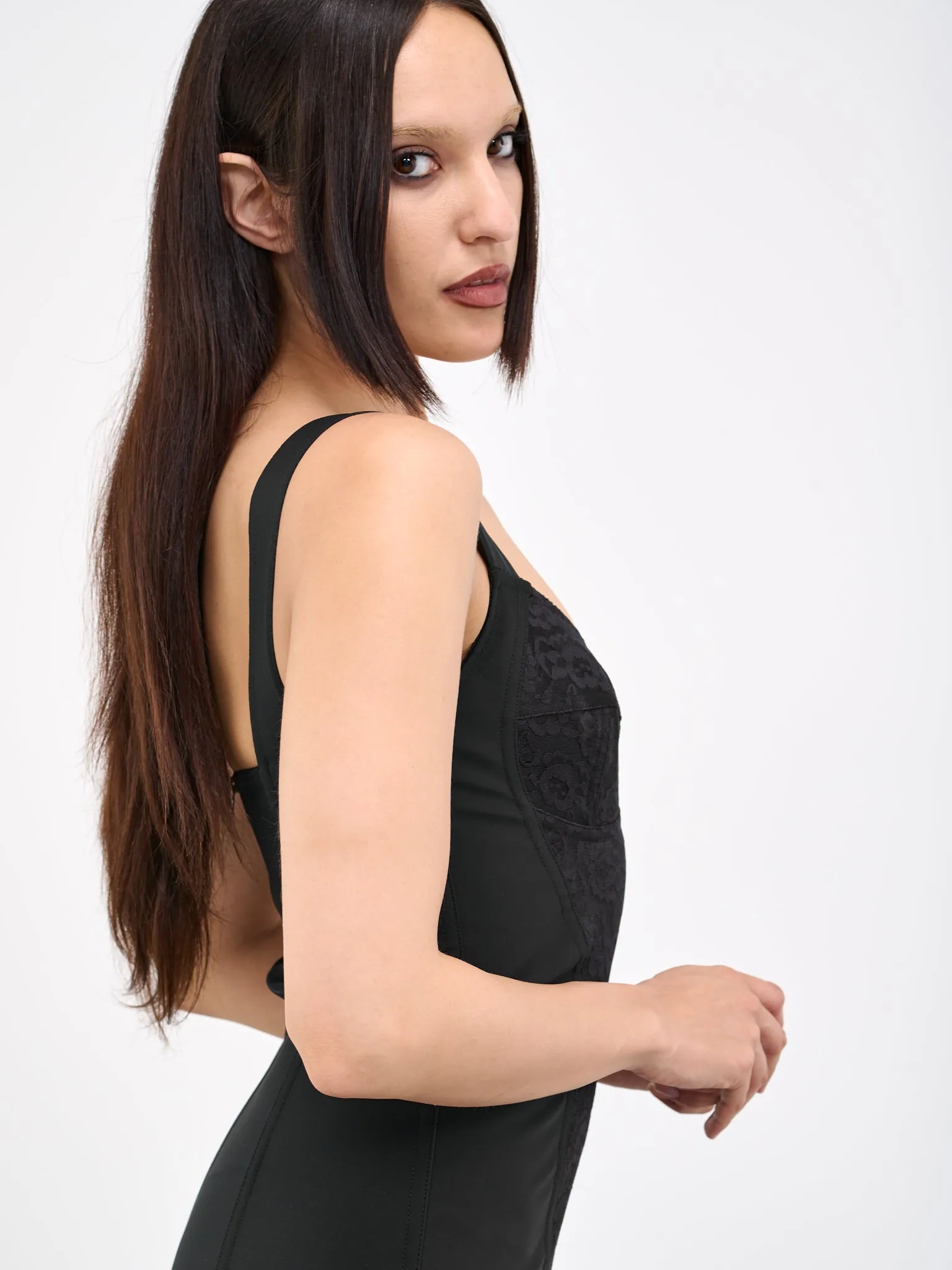 Lace Bustier Dress (F63G9T-G9798-N0000-BLACK) sold by lorenzo product image thumbnail 5