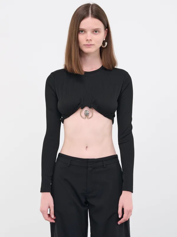 Crystal Stone Crop Tee (23011023-BLACK) sold by lorenzo