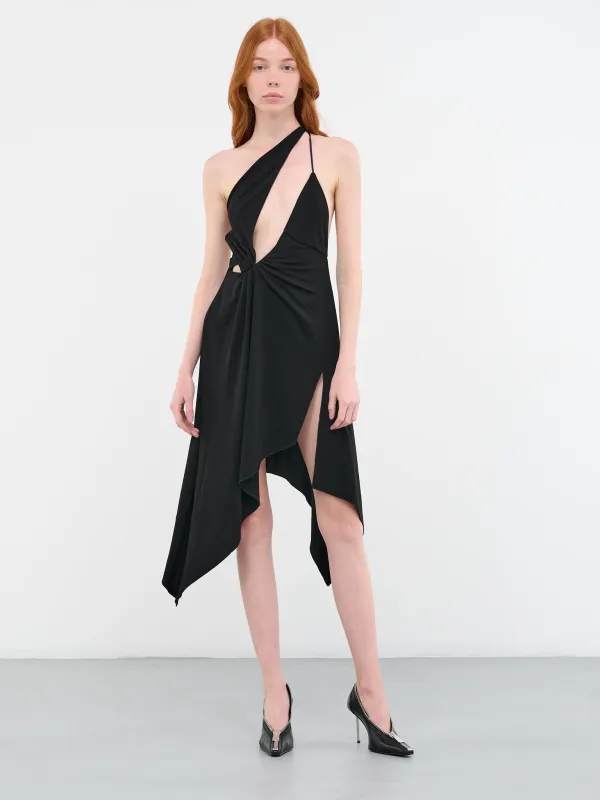 Asymmetric Mini Dress (COPR61BIS518-BLACK) sold by lorenzo