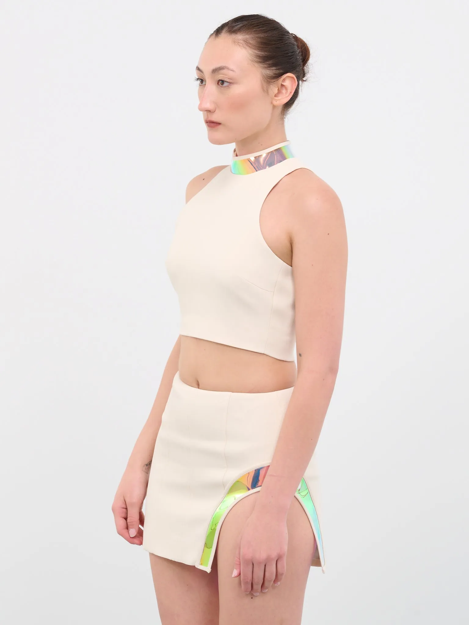 Iridescent Crop Top (78T-ECRU-LIGHT-IRIDESCENT) sold by lorenzo product image thumbnail 2