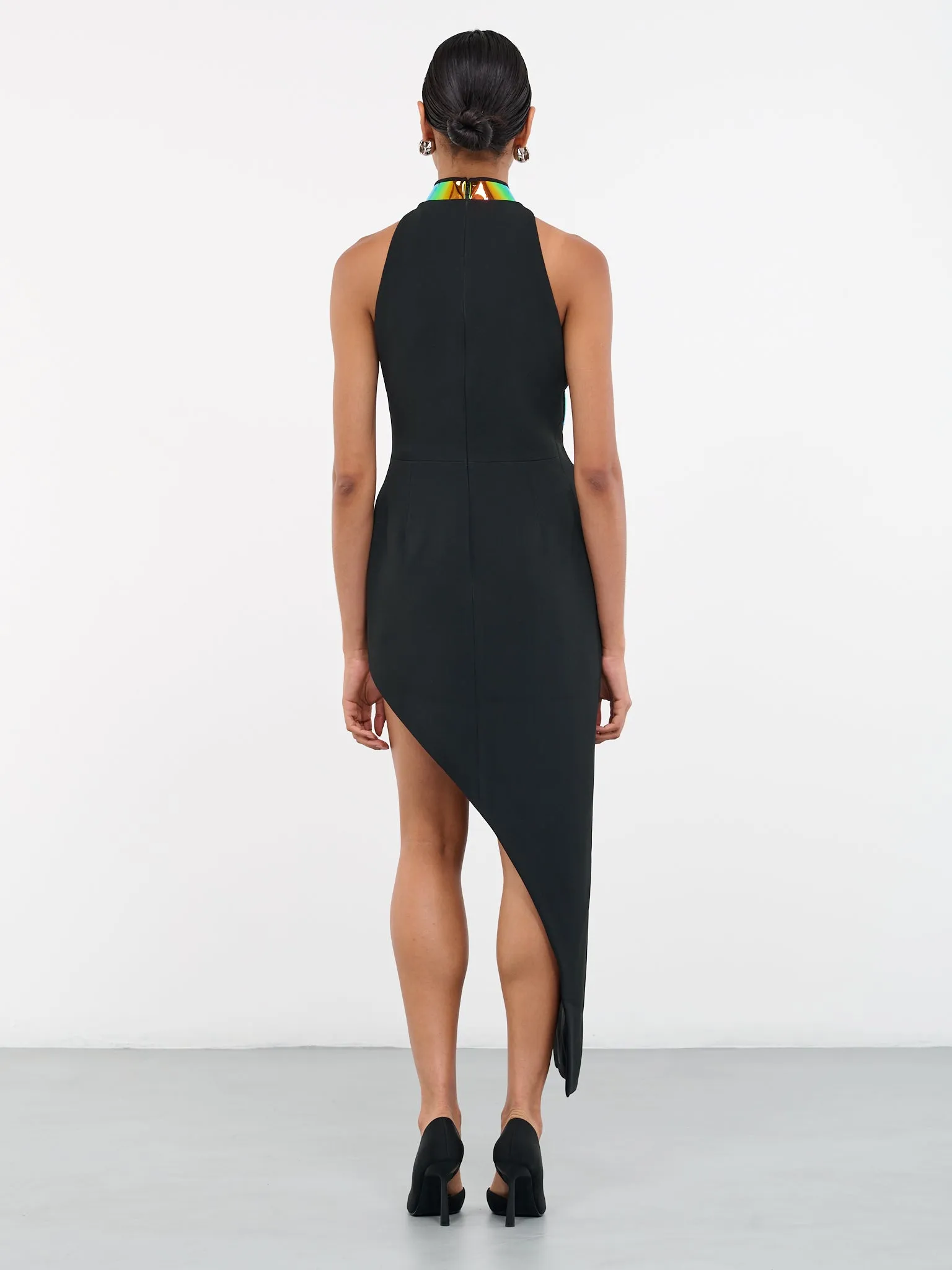 Asymmetric Iridescent Cut-Out Dress (DK31D-BLACK-DARK-IRIDESCENT) sold by lorenzo product image thumbnail 3