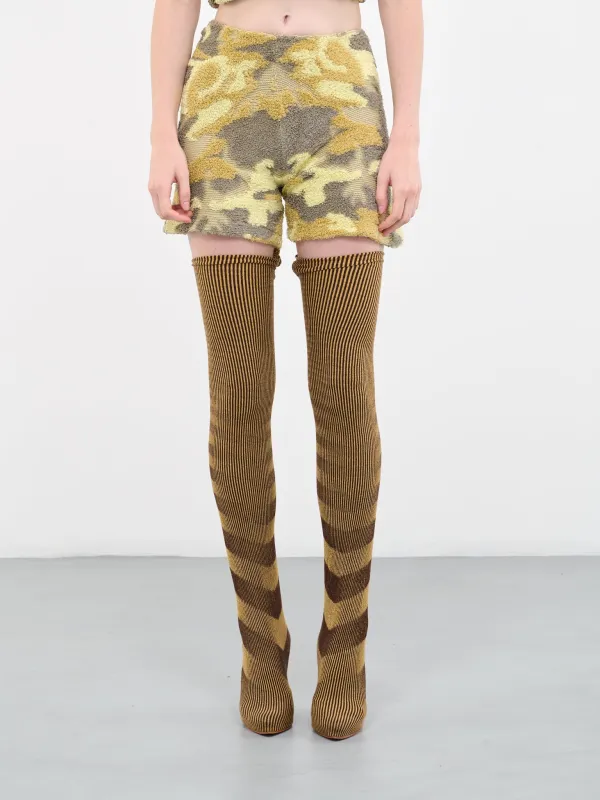 High-Waist Knit Shorts (23PT07-CAMOCORN) sold by lorenzo