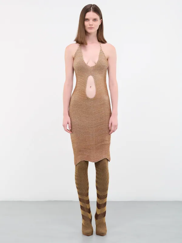 Keyhole Knit Dress (23DR023C-BRASS) sold by lorenzo