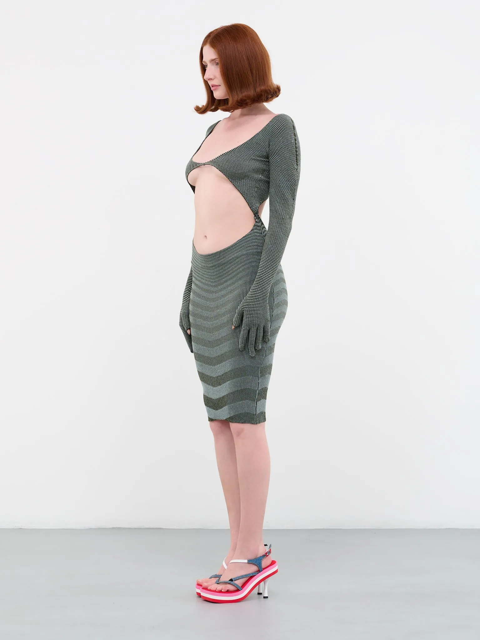 Gloved Knit Dress (23DR02D-LENTICULAR-SEAWEEDO) sold by lorenzo product image thumbnail 2