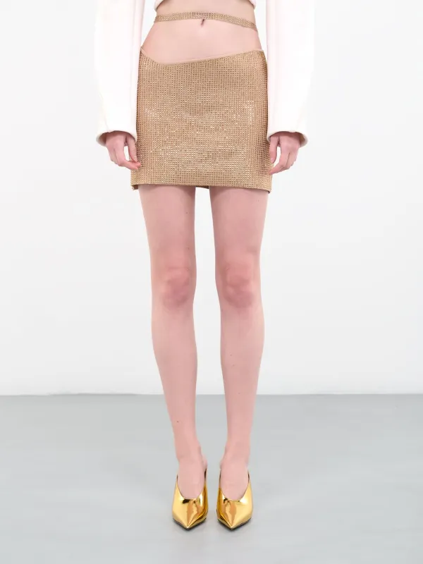 Strass Mini Skirt (SK08135268-0475-001-NUDE) sold by lorenzo