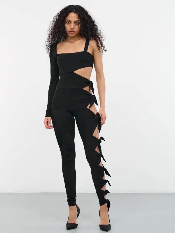 Cut-Out Knot Jumpsuit (QWM152-MG011-05051-BLACK) sold by lorenzo
