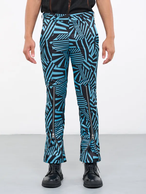 Geometric Zip Trousers (PK-P053-051-BLUE-BLACK) sold by lorenzo