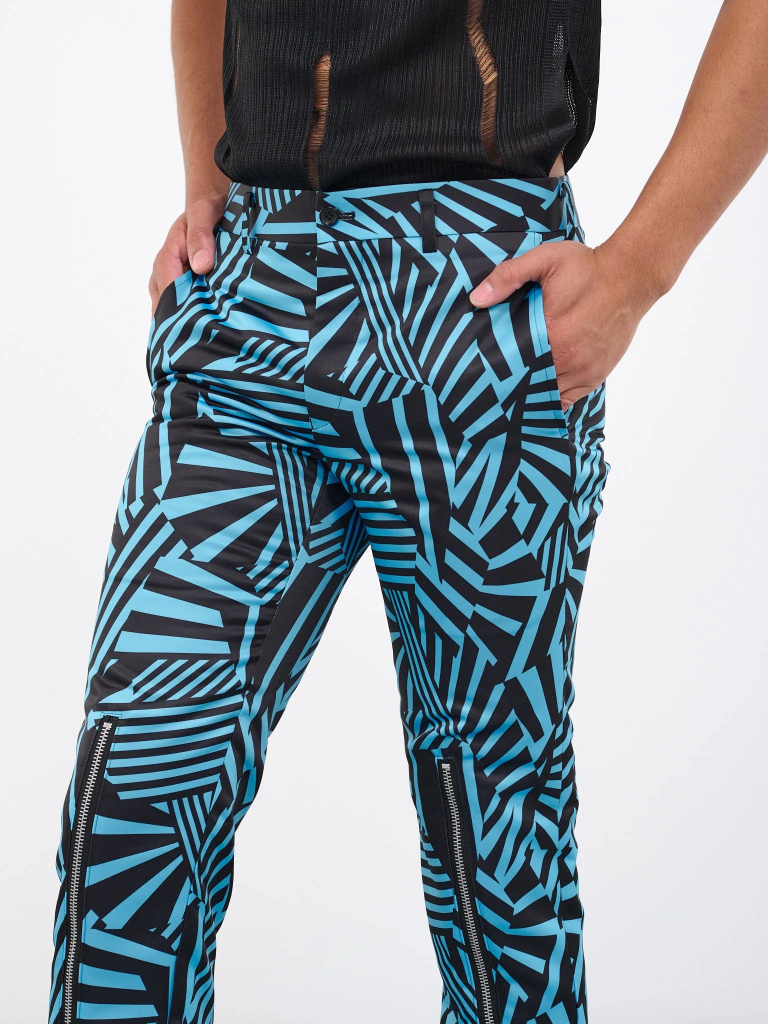 Geometric Zip Trousers (PK-P053-051-BLUE-BLACK) sold by lorenzo product image thumbnail 5