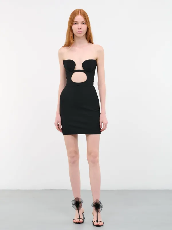 Volute Bra Mini Dress (DR117-BLACK) made by Nensi Dojaka