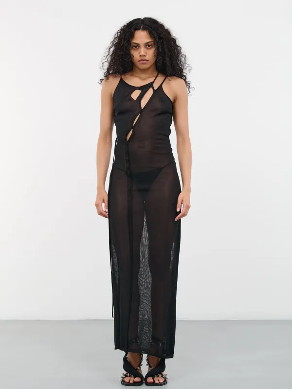 Knit Strap Maxi Dress (705001-BLACK) made by Ottolinger