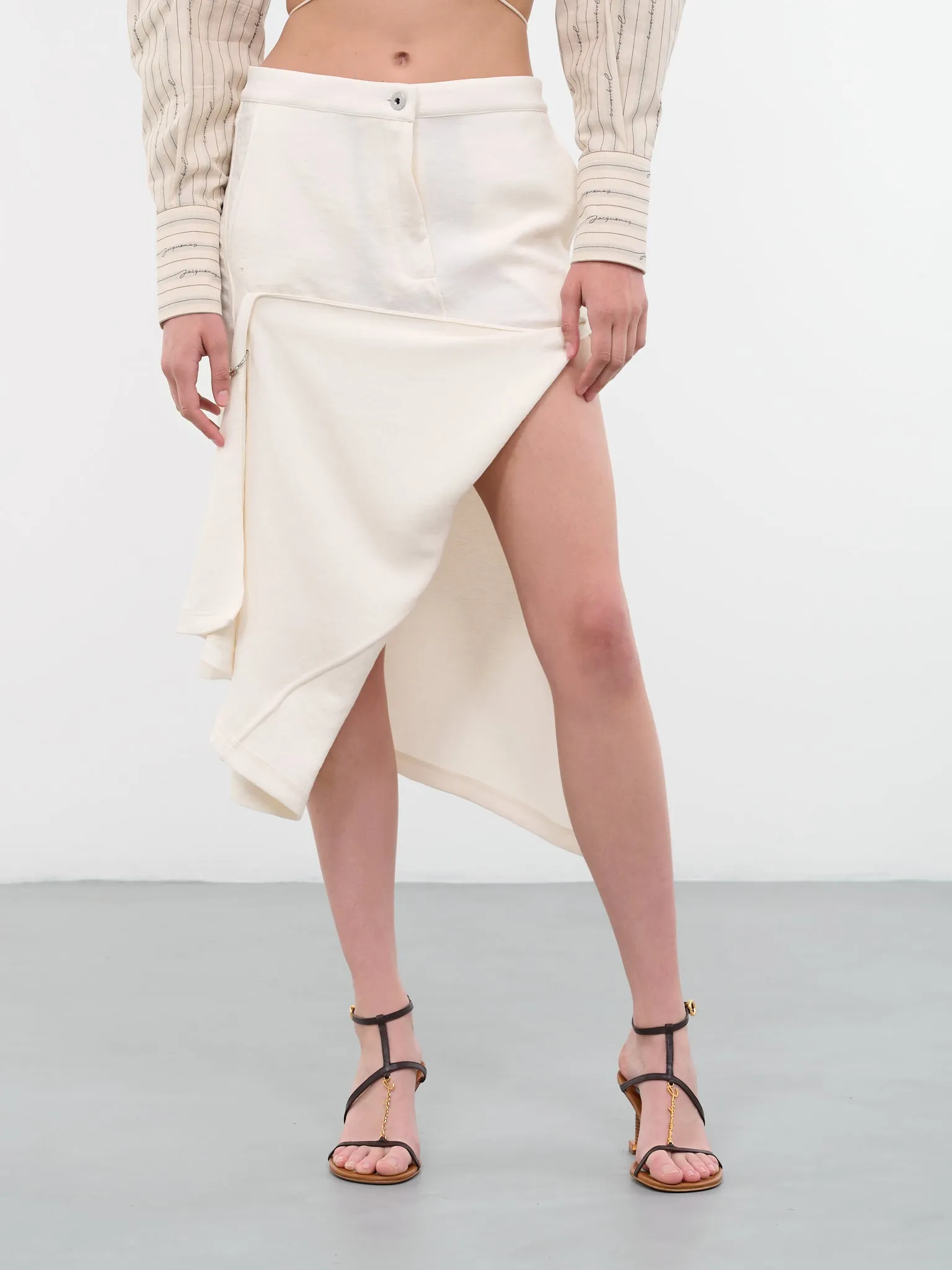 Asymmetric Draped Skirt (SK0134-PG1253-002-OFFWHITE) sold by lorenzo
