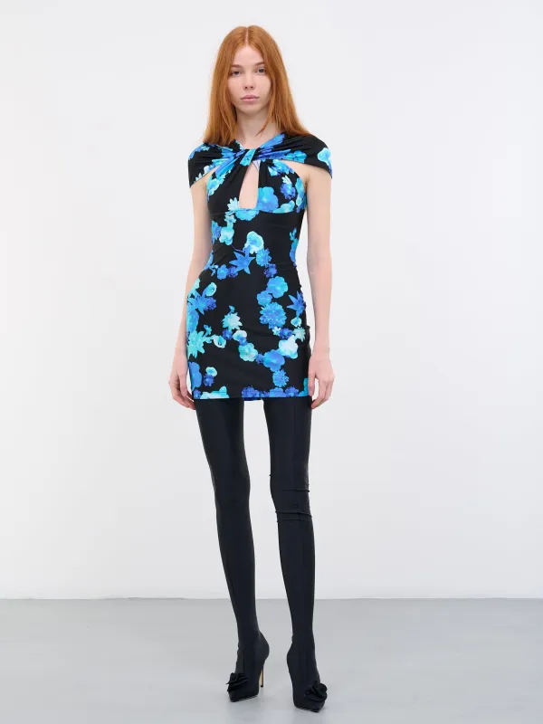 Floral Cut-Out Dress (COPJS18BIS544-BLUE-BLACK) sold by lorenzo