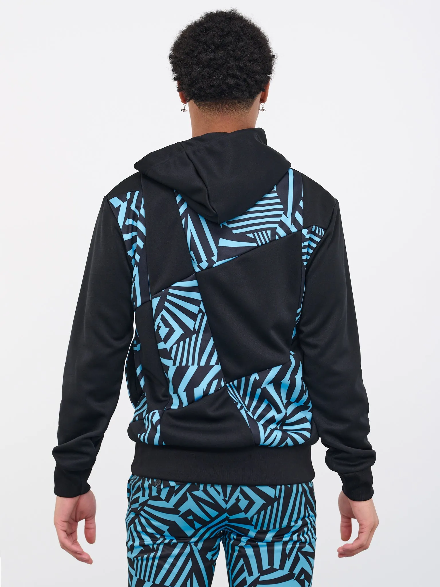 Geometric Tile Hoodie (PK-T016-051-BLACK-BLUE-BLACK) sold by lorenzo product image thumbnail 3