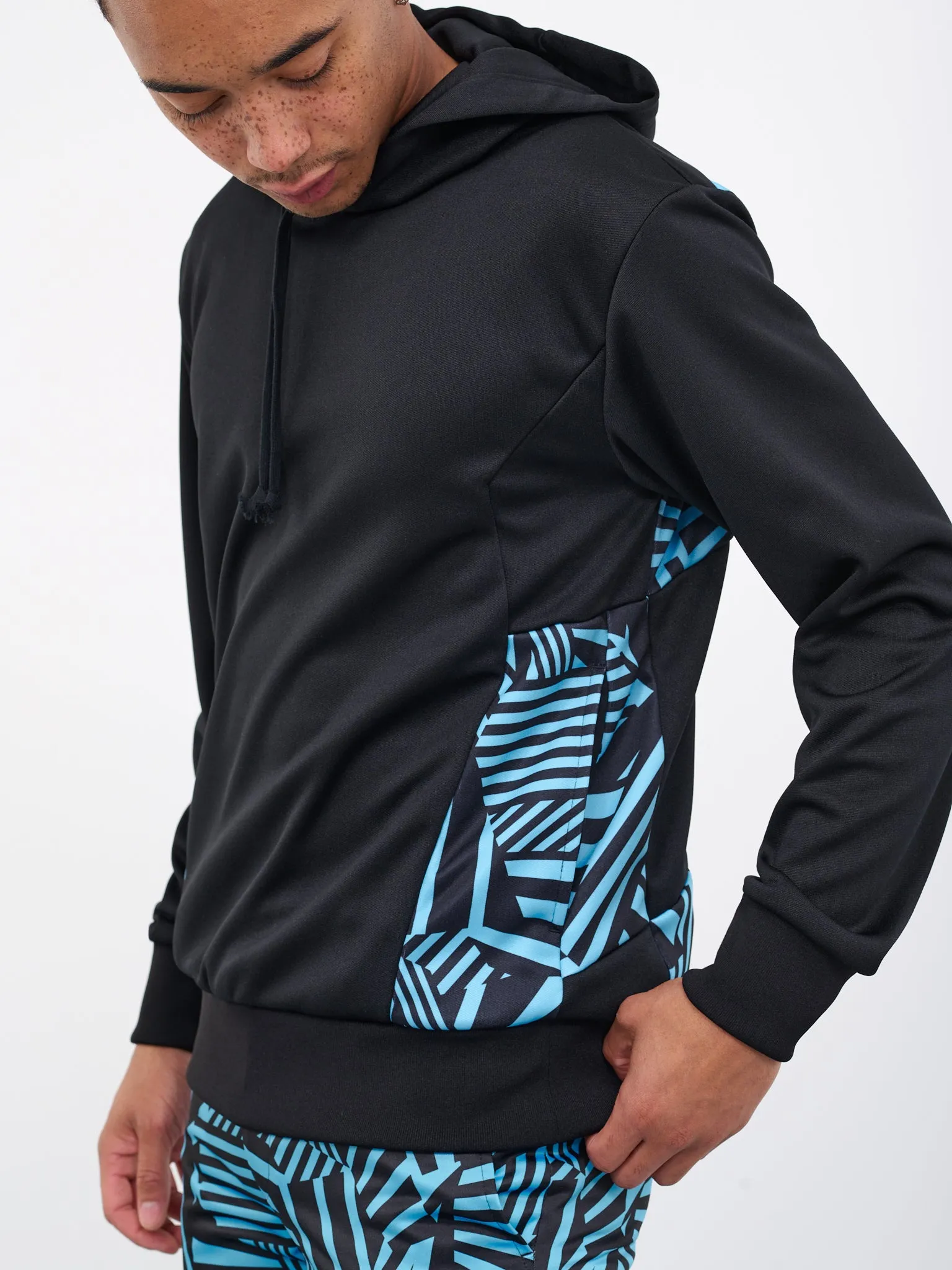 Geometric Tile Hoodie (PK-T016-051-BLACK-BLUE-BLACK) sold by lorenzo product image thumbnail 4