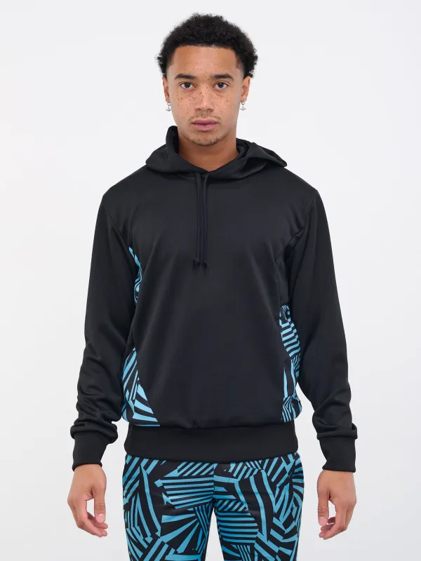 Geometric Tile Hoodie (PK-T016-051-BLACK-BLUE-BLACK) made by Comme des Garcons
