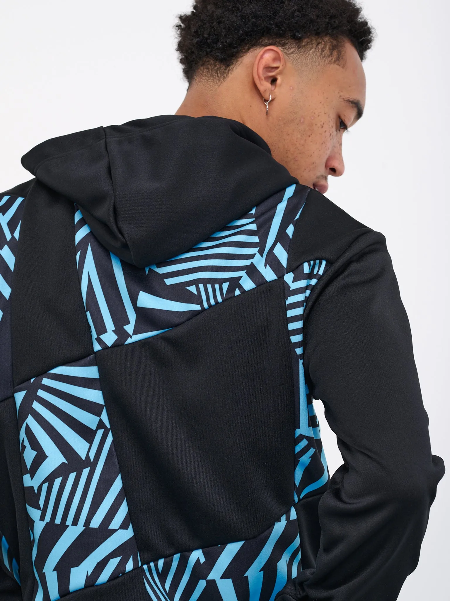 Geometric Tile Hoodie (PK-T016-051-BLACK-BLUE-BLACK) sold by lorenzo product image thumbnail 5