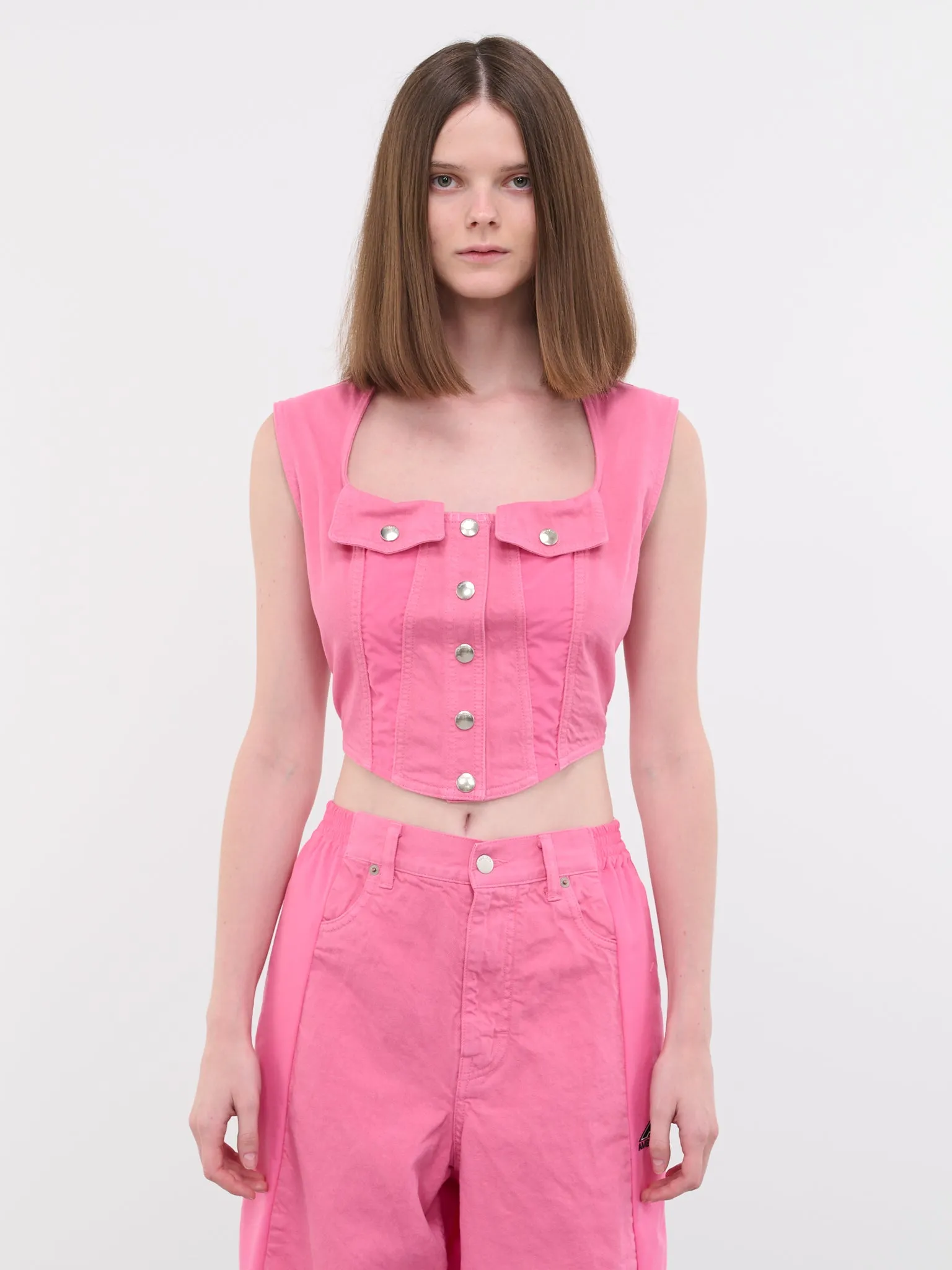 Denim Bustier Top (BWYP008-DEN001-3200-SOLID-PINK) sold by lorenzo