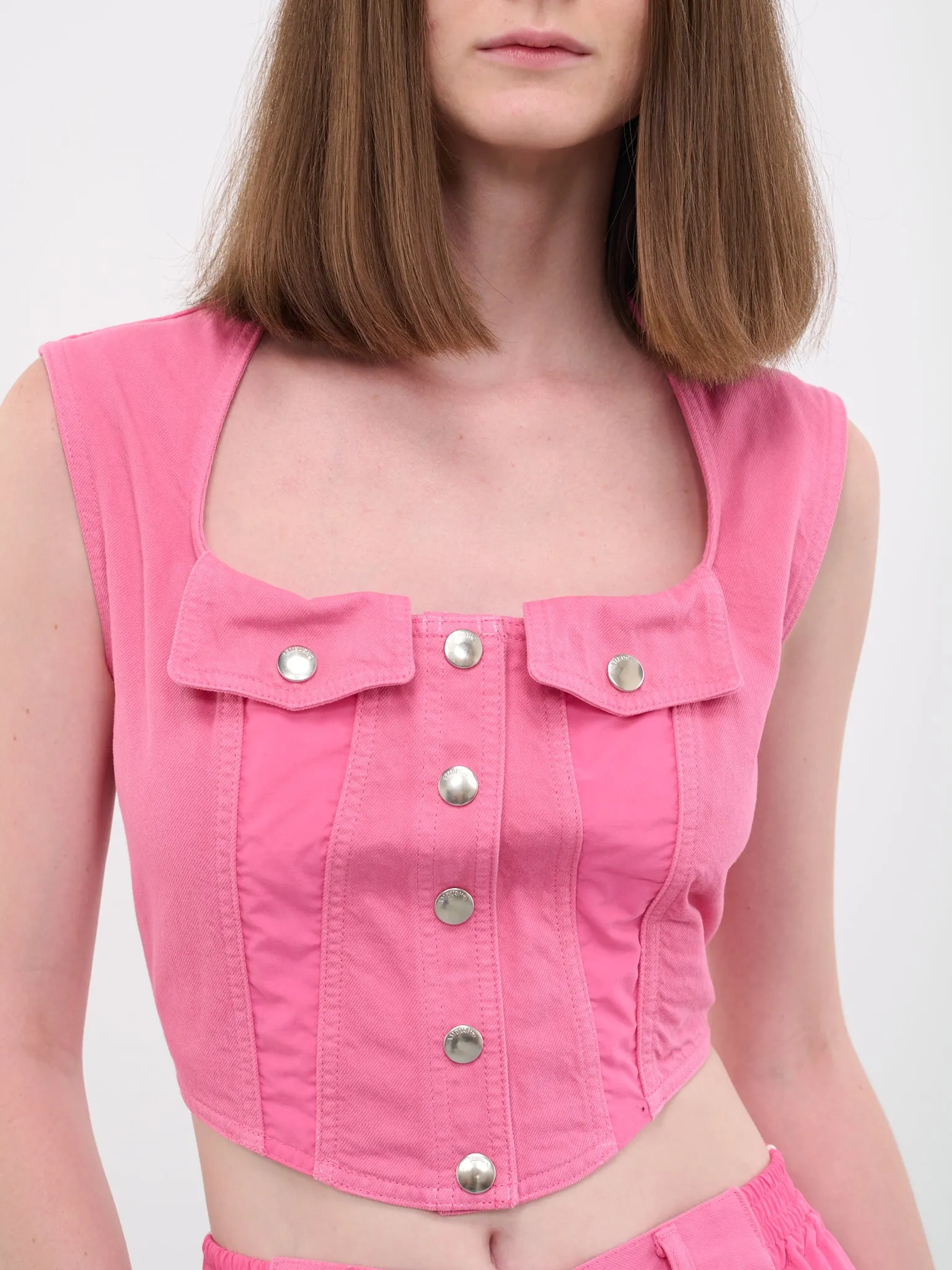 Denim Bustier Top (BWYP008-DEN001-3200-SOLID-PINK) sold by lorenzo product image thumbnail 4