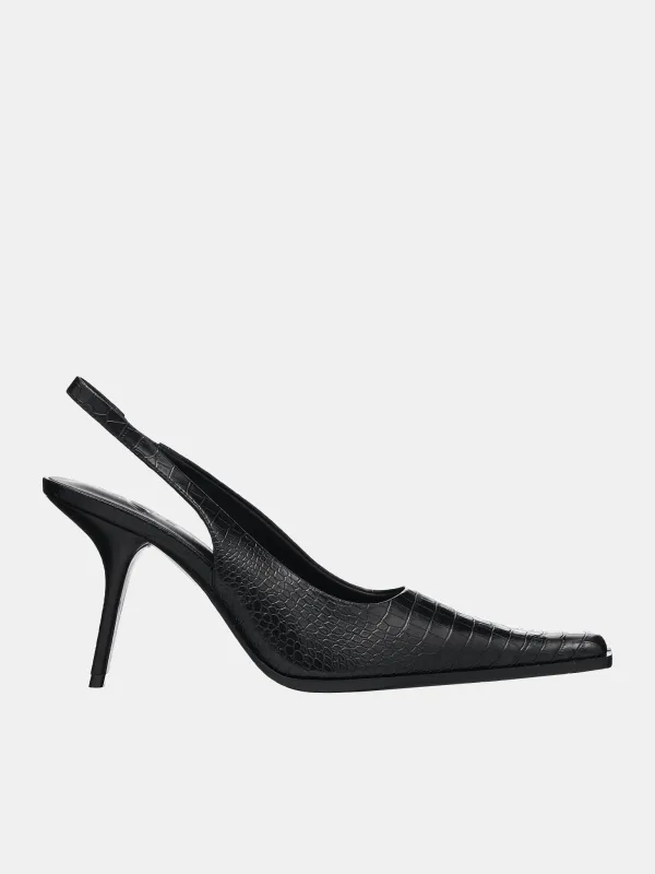 Croc Slingback Heels (HEEL-01-BLACK) sold by lorenzo