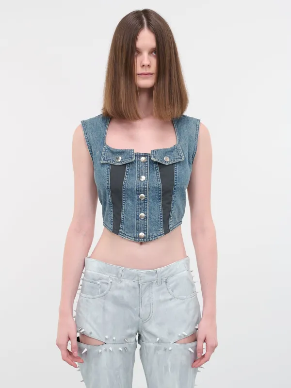 Denim Bustier Top (BWYP008-DEN001-4900-MID-BLUE) sold by lorenzo