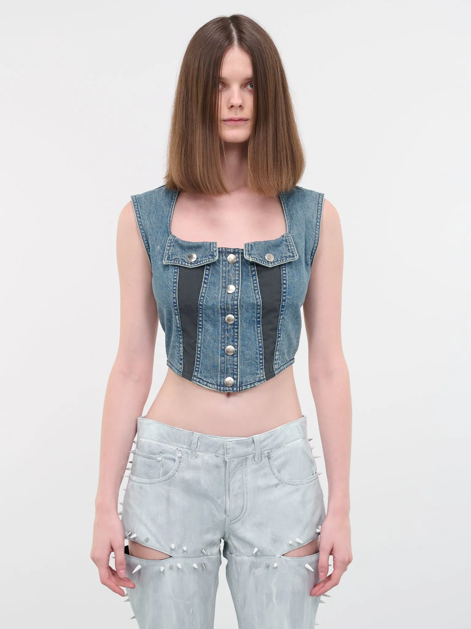 Denim Bustier Top (BWYP008-DEN001-4900-MID-BLUE) sold by lorenzo