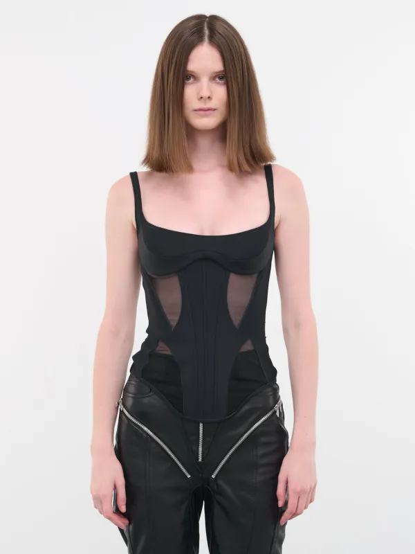 Bonded Illusion Corset (1CT0101691-B1999-BLACK-BIMATER) made by Mugler