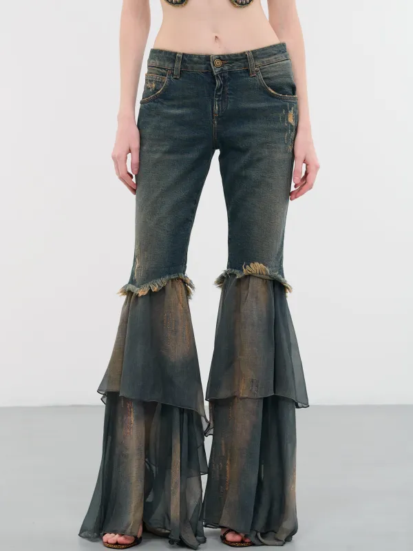 Flounce Chiffon Jeans (4J014A-C6F18-PEACOAT-WARM-SAND) made by Blumarine