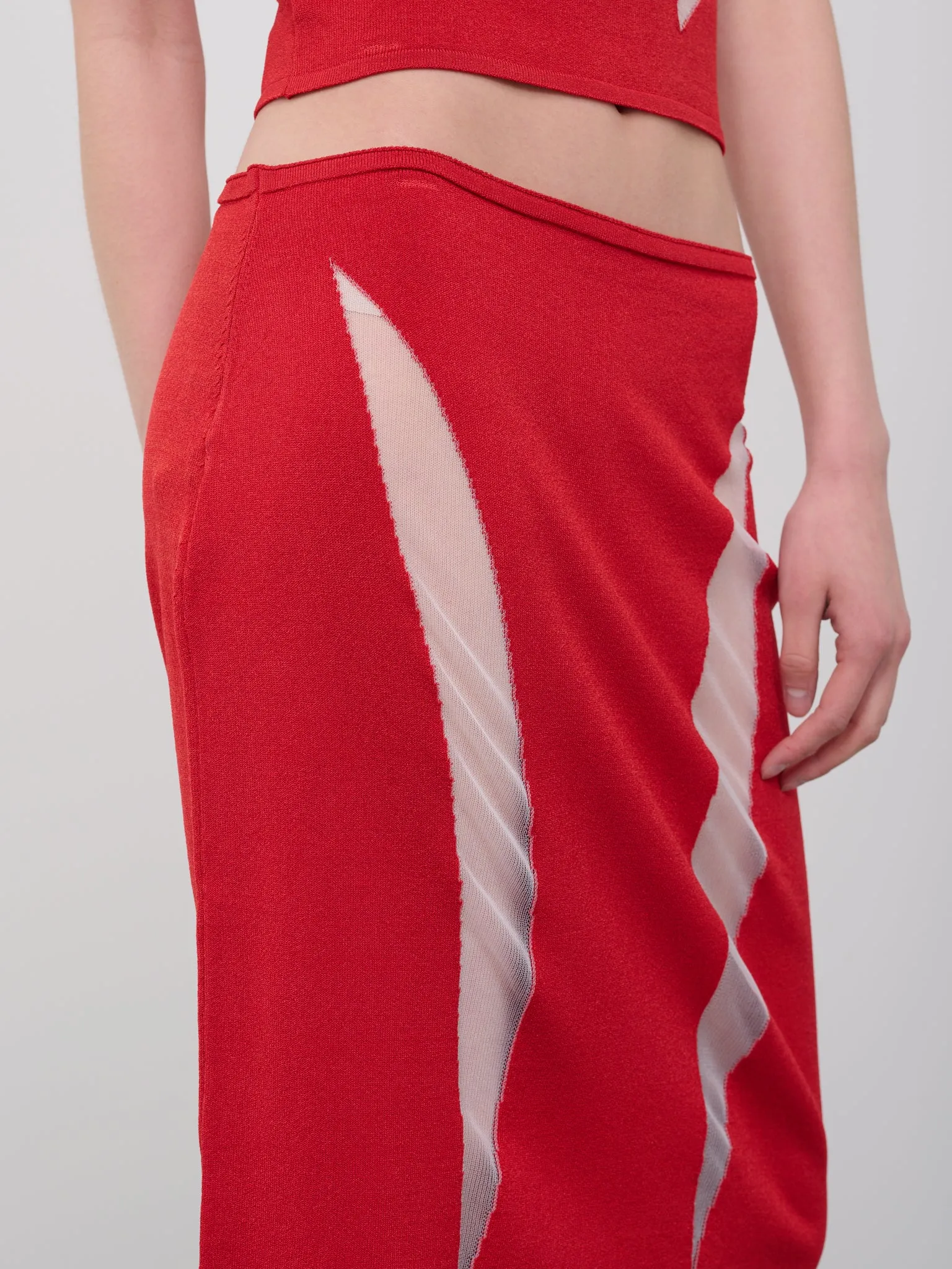 Slash Midi Skirt (CL06-RED) sold by lorenzo product image thumbnail 4